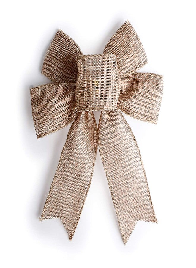 Lamantery Mini Rustic Jute Bows Burlap Wreaths Bows Christmas Tree Topper for Wedding Holiday Birthday Party Decoration - Image 1